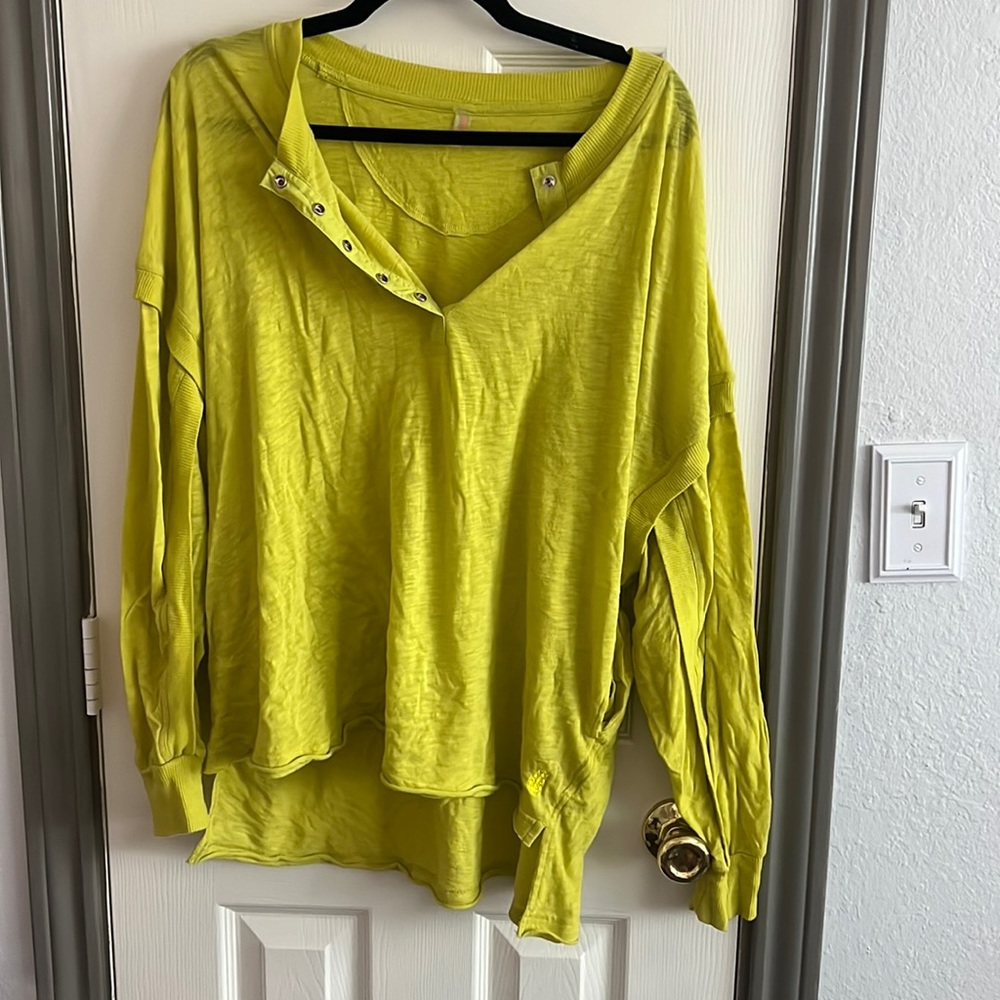 free people yellow/green long sleeve top